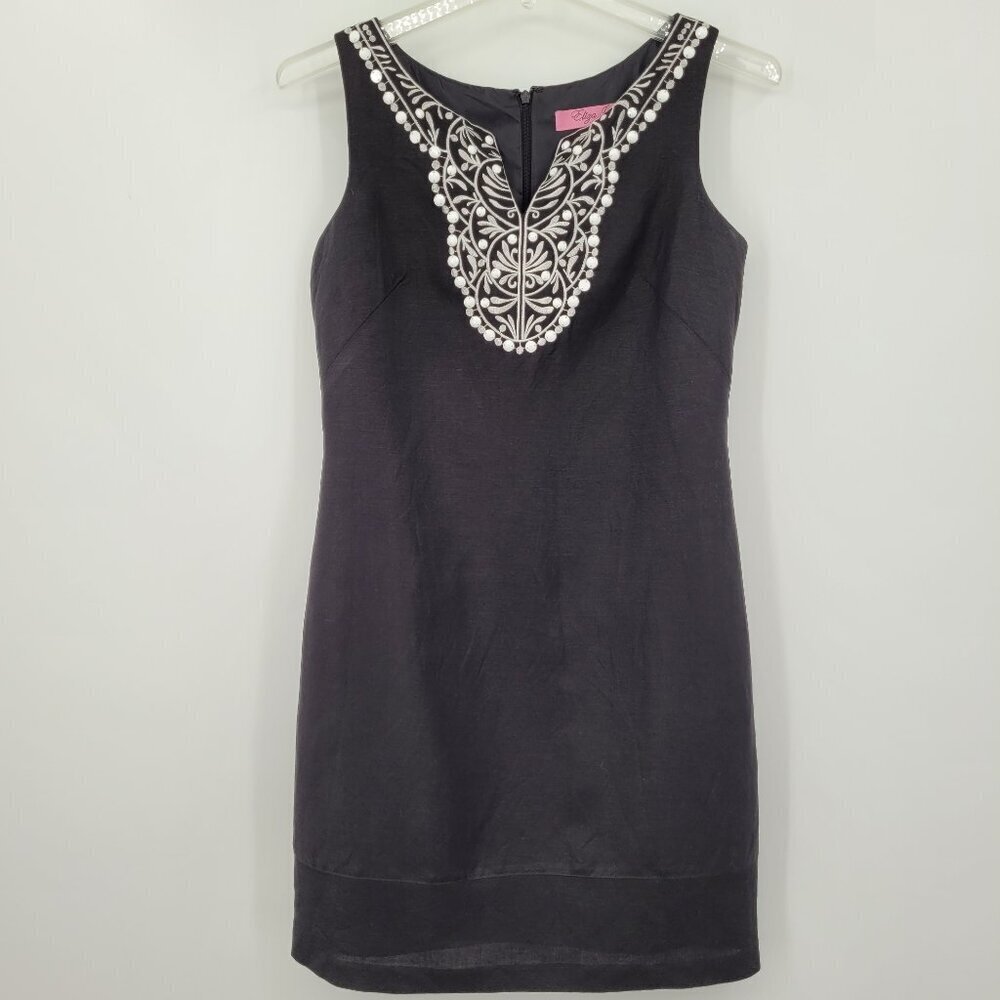 Eliza J Black Linen Blend Sleeveless Sheath Dress